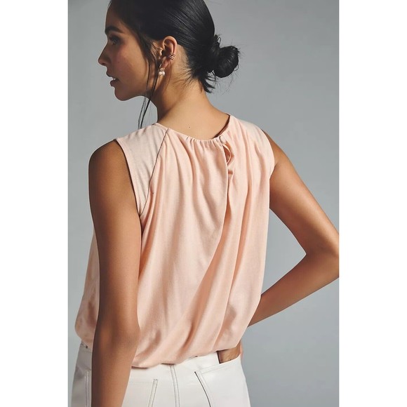 By Anthropologie Light Pink Shimmer Bubble Top Sz Small  Party Classy - Picture 9 of 11
